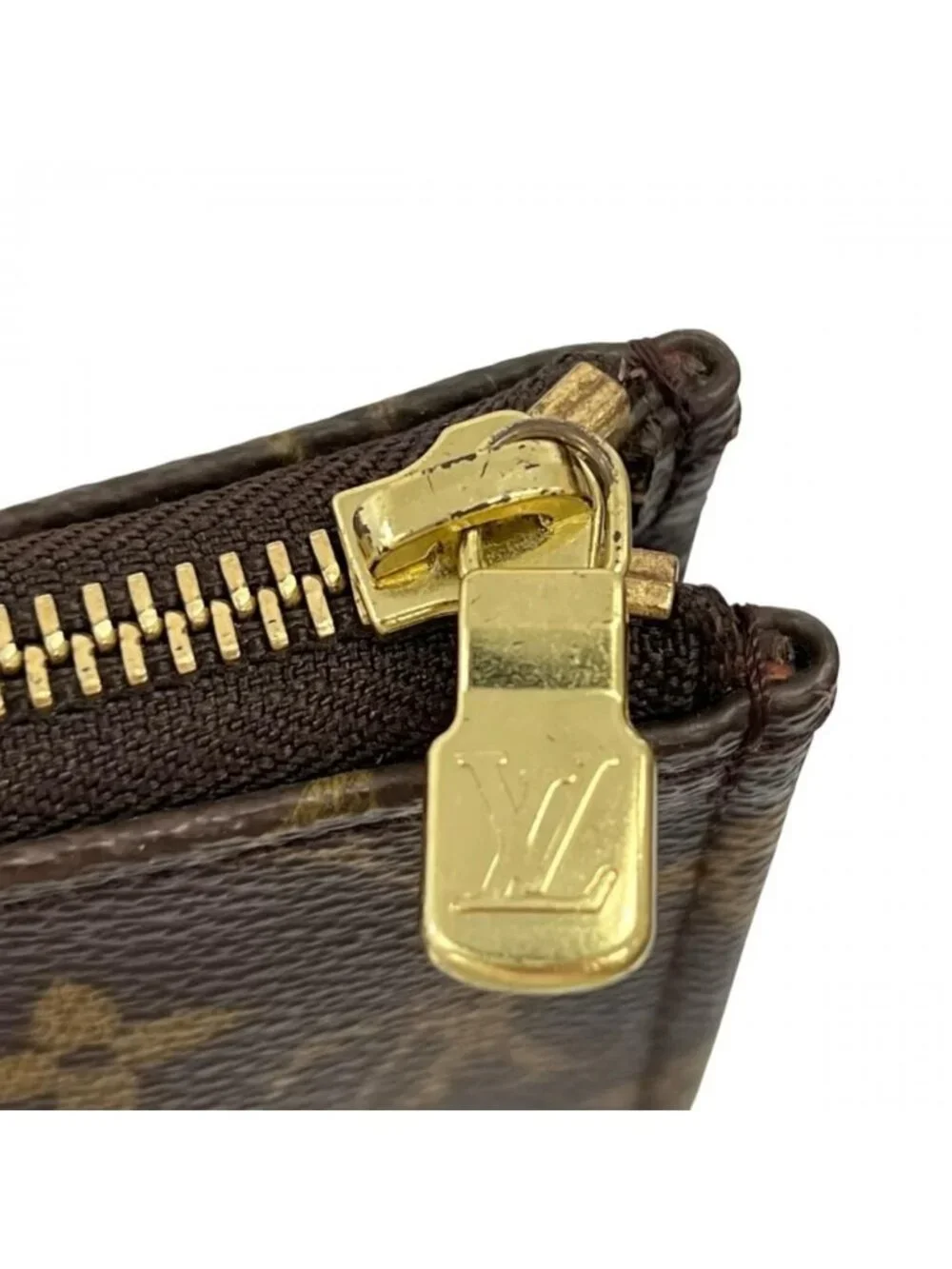 Louis Vuitton Clutch Monogram Poche Document Second Canvas Brown Gold